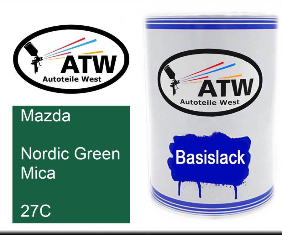 Mazda, Nordic Green Mica, 27C: 500ml Lackdose, von ATW Autoteile West.